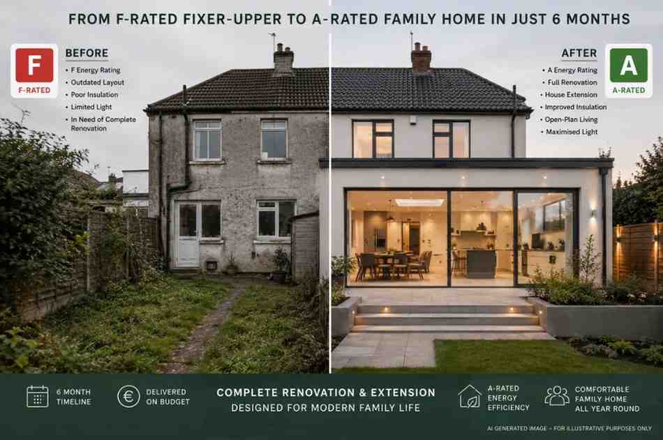 From F-Rated Fixer-Upper to Dream Family Home: How One Dublin Family Completed a Full Renovation and Extension in Just Six Months 2 From F-Rated Fixer-Upper to Dream Family Home: How One Dublin Family Completed a Full Renovation and Extension in Just Six Months